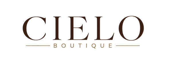 Cielo Boutique wordmark in espresso with gold boutique lettering